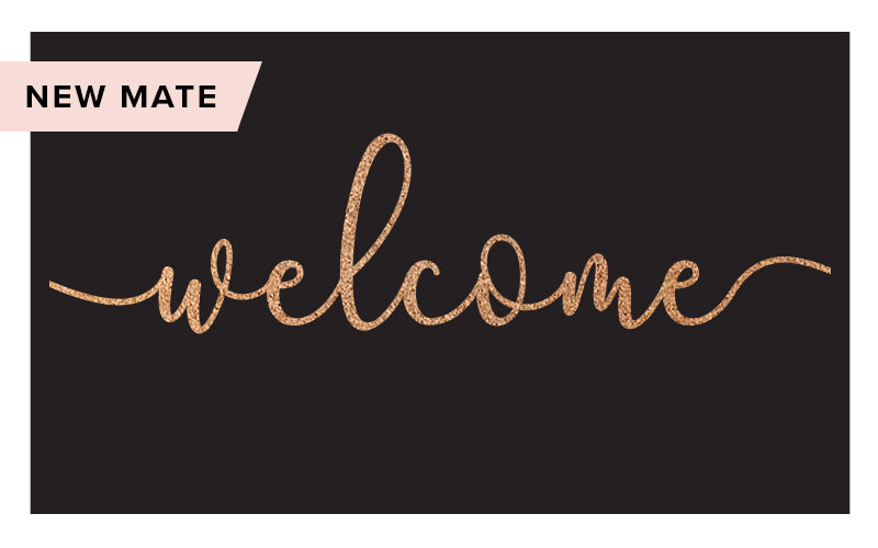 Cursive Welcome - Embossed Black Tan