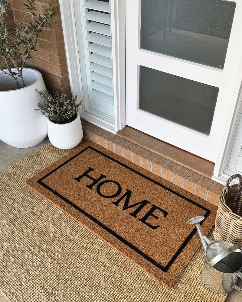 Home Threads Doormat Home Black Embossed Coir Doormat | Door Mates