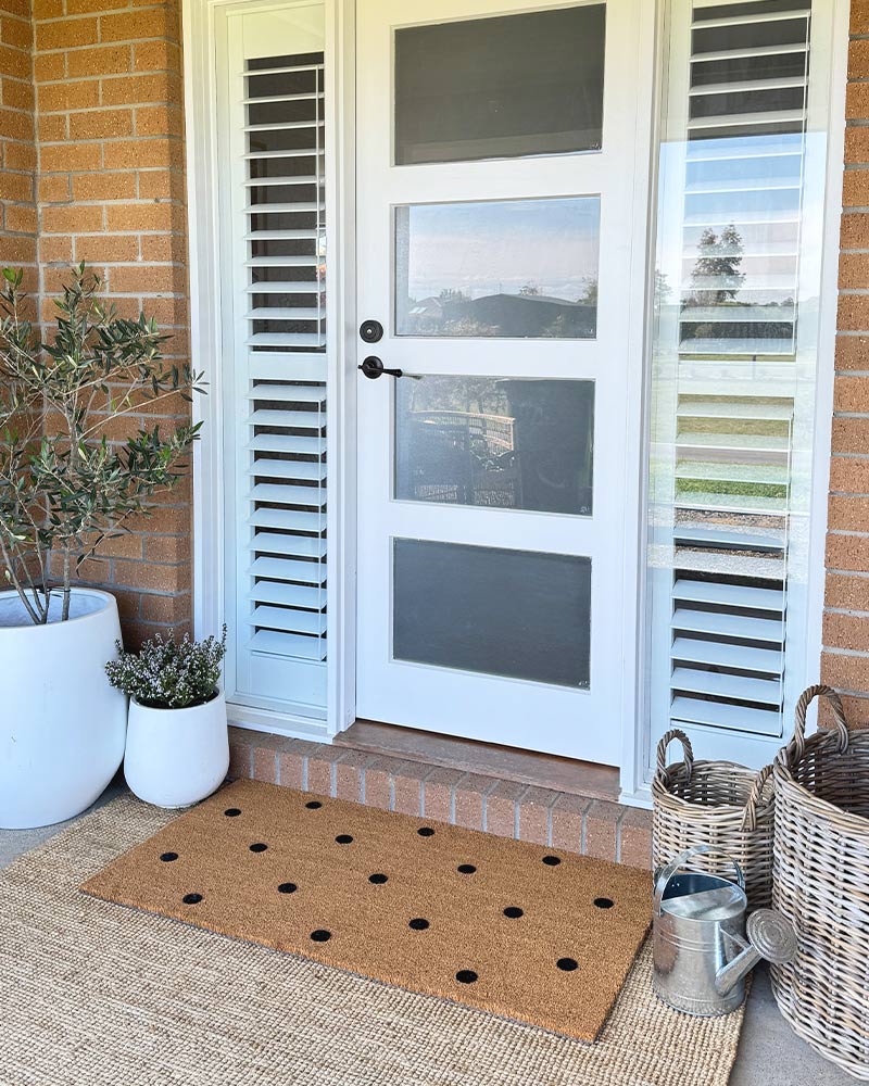 Black Polka Dot Embossed Coir Doormat