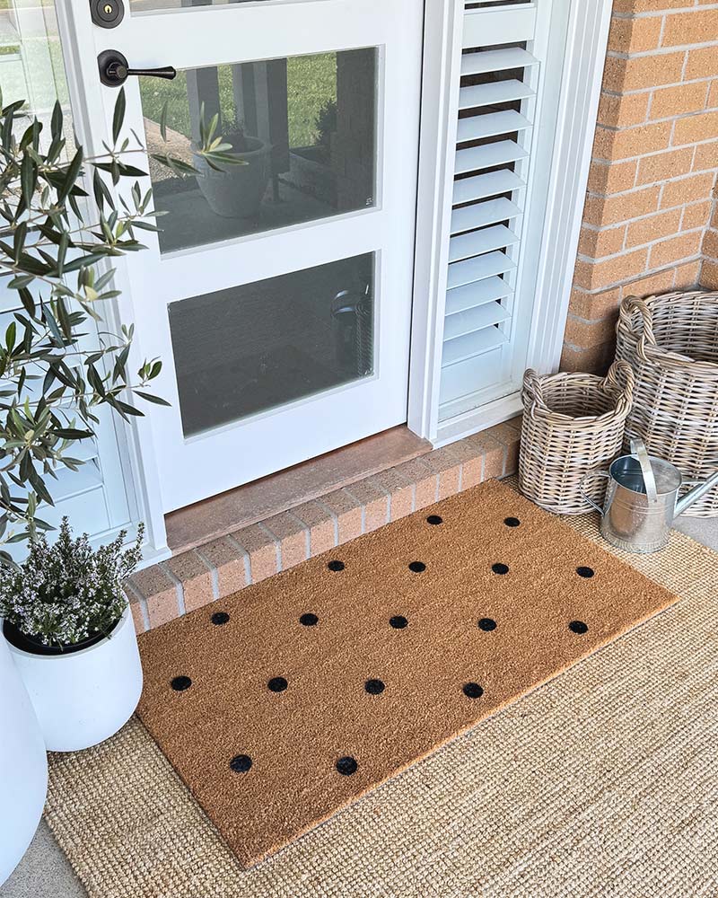 Black Polka Dot Embossed Coir Doormat