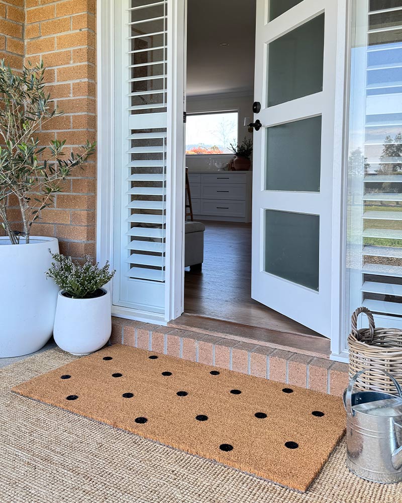 Black Polka Dot Embossed Coir Doormat