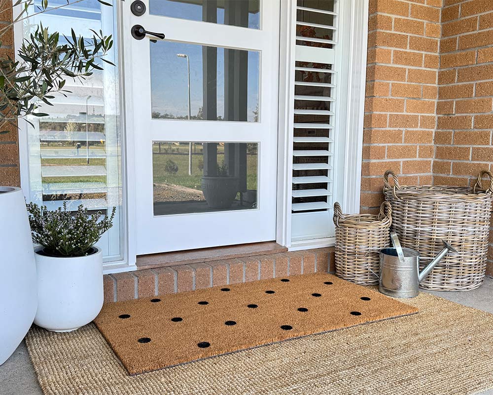 Black Polka Dot Embossed Coir Doormat