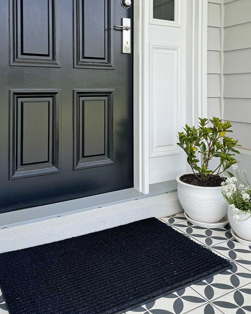 Black Durable Ribbed Doormat