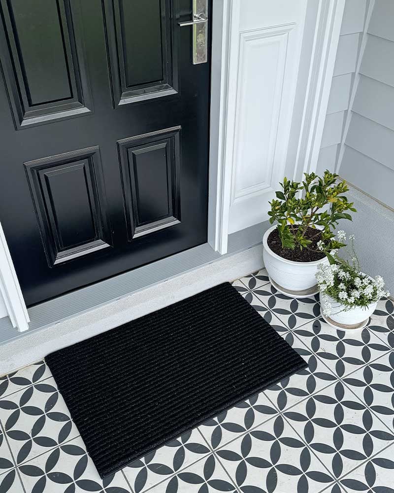 Black Durable Ribbed Doormat