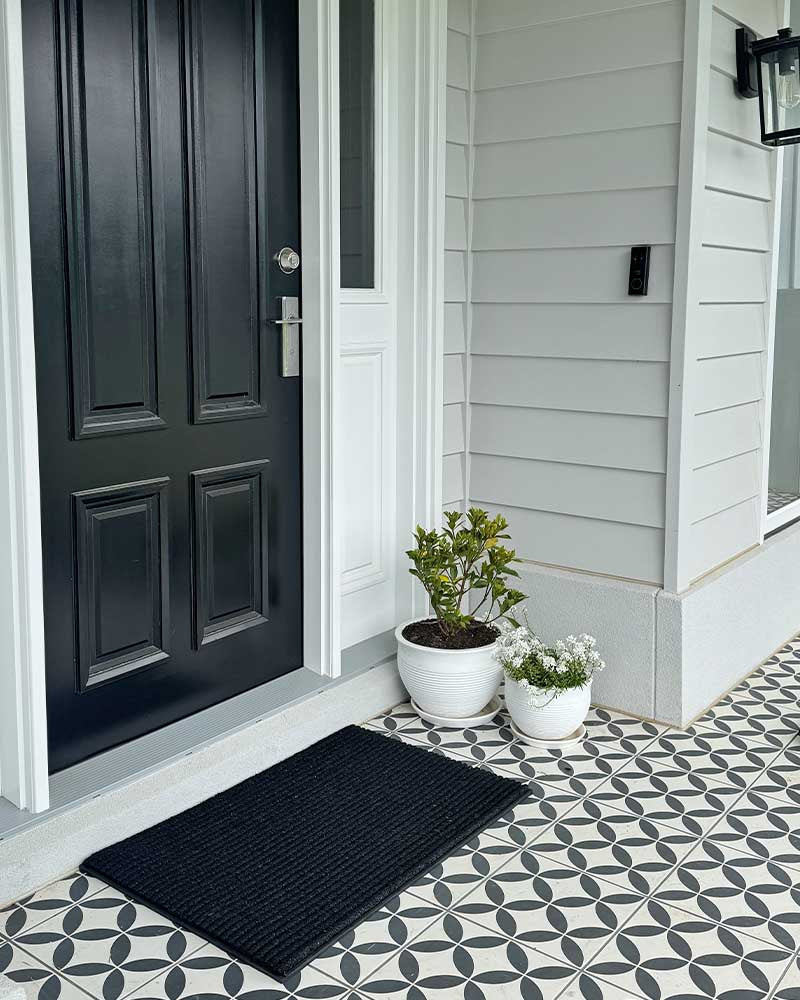 Black Durable Ribbed Doormat