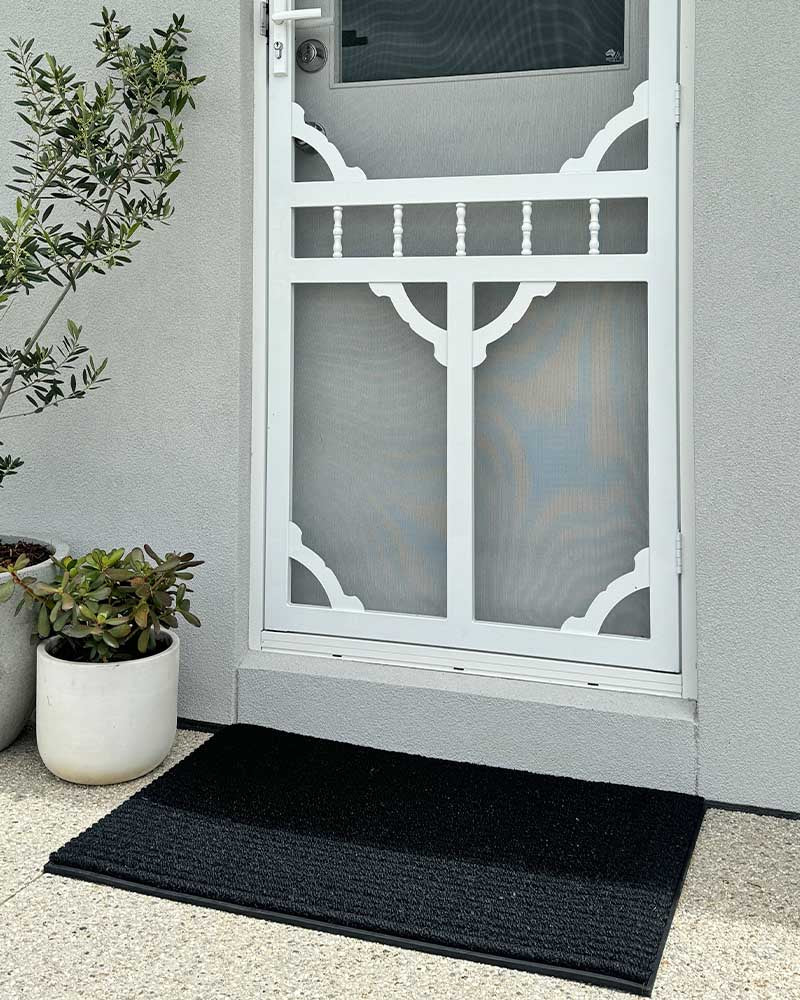 Black Durable Ribbed Doormat