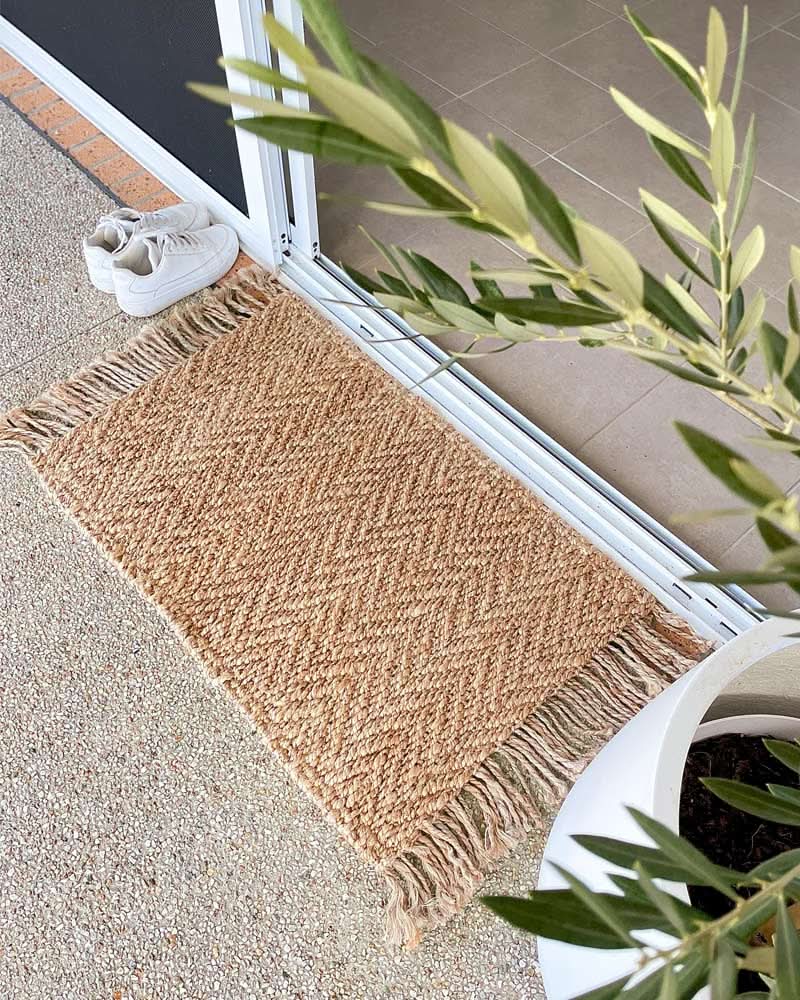 Shutter Mat Jute Mat - Natural Herringbone | Door Mates