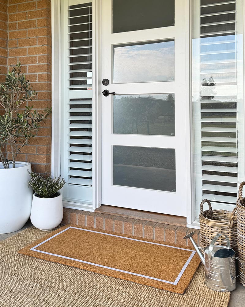 White Border Embossed Coir Doormat