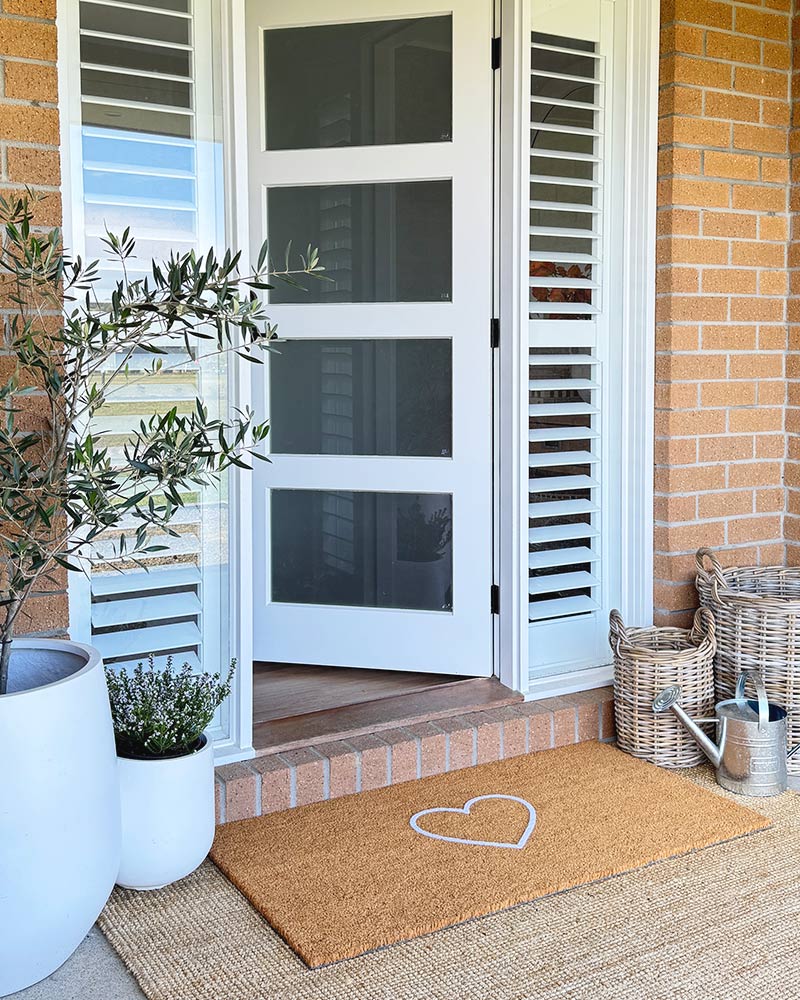 White Heart Embossed Coir Doormat