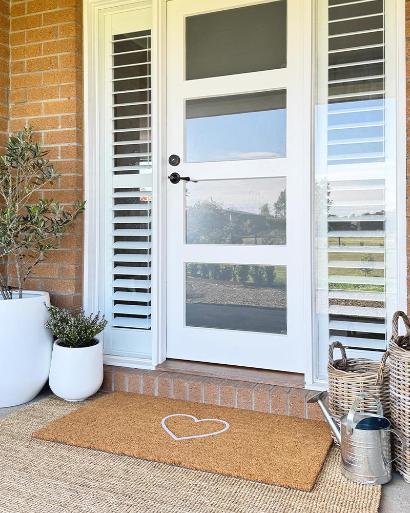 White Heart Embossed Coir Doormat