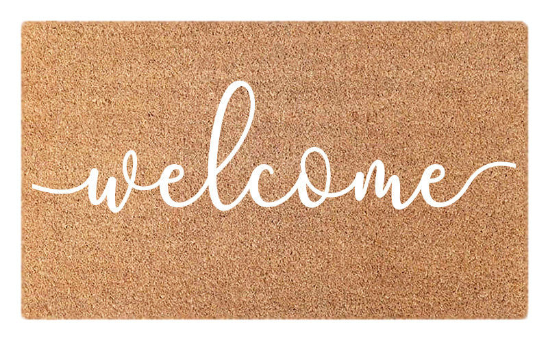 Cursive Welcome - White Embossed Coir Doormat