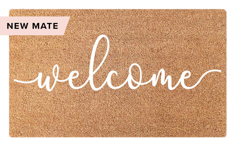 Cursive Welcome - White Embossed Coir Doormat