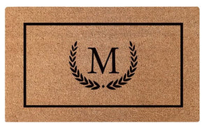 Custom Initial Crest Embossed Coir Doormat