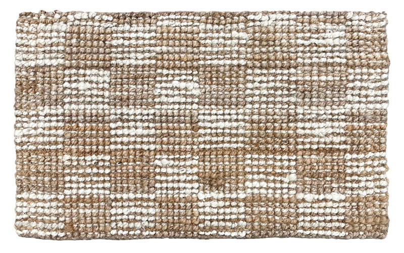 Natural White Check Jute Mat